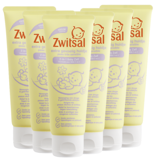Zwitsal - Extra Gevoelig Huidje - 2 in 1 Baby Zalf - 6 x 75ml - Voordeelverpakking