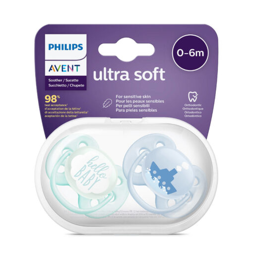 Philips Avent - Ultra Soft Fopspeen - 0/6 mnd - Blauw - 2 stuks