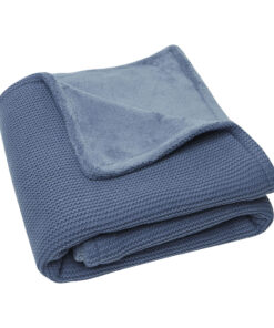 Jollein Basic Knit Wiegdeken 75 x 100 cm Jeans Blue / Fleece