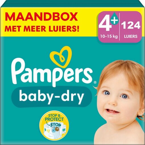 Pampers - Baby Dry - Maat 4+ - Maandbox - 124 stuks - 10/15 KG