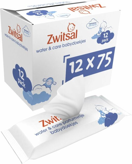 Zwitsal - Water & Care - Billendoekjes - 12 x 75 - 900 babydoekjes