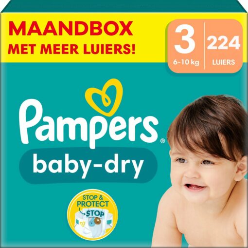 Pampers - Baby Dry - Maat 3 - Maandbox - 224 stuks - 6/10 KG